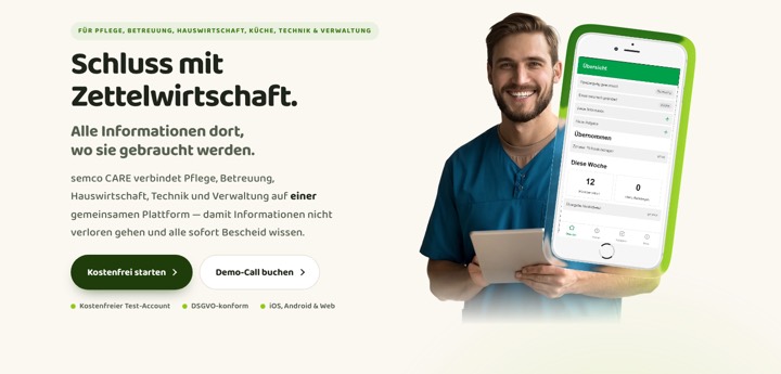 Startseite von Semco Care