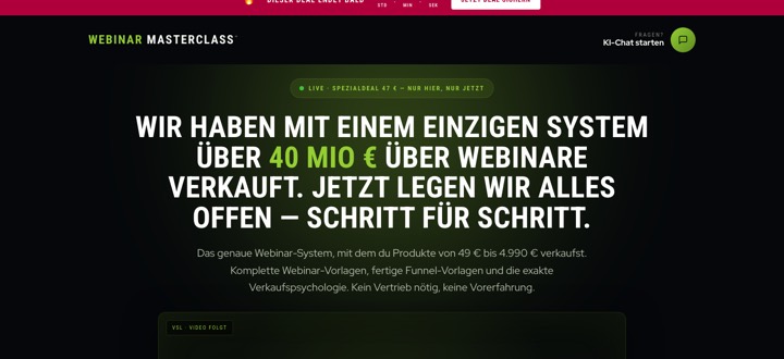 Startseite von Webinar Masterclass